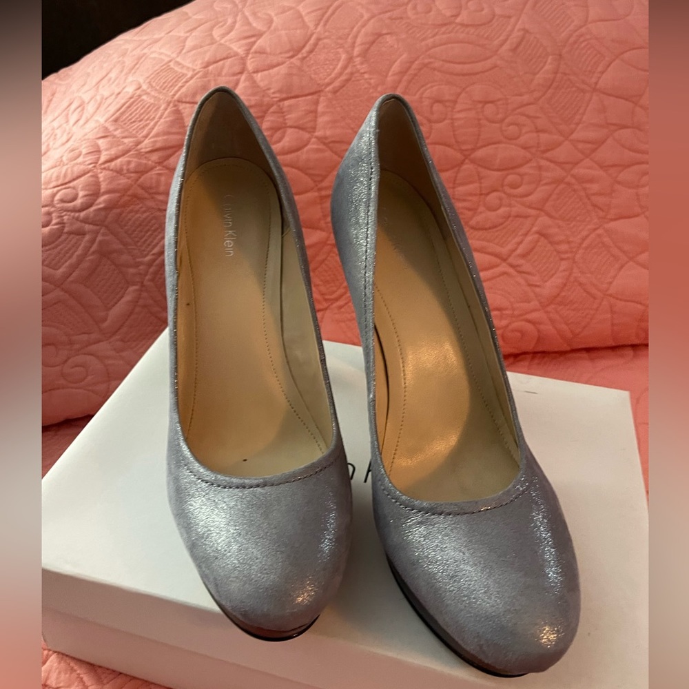 Silver Calvin Klein pump